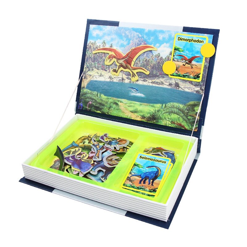 3D Puzzle Jigsaw Coolplay Intelligente dei bambini Libro Magnetico di Formazione Del Gioco Giocattoli Educativi per I Bambini Regalo Di Natale: dinosaur