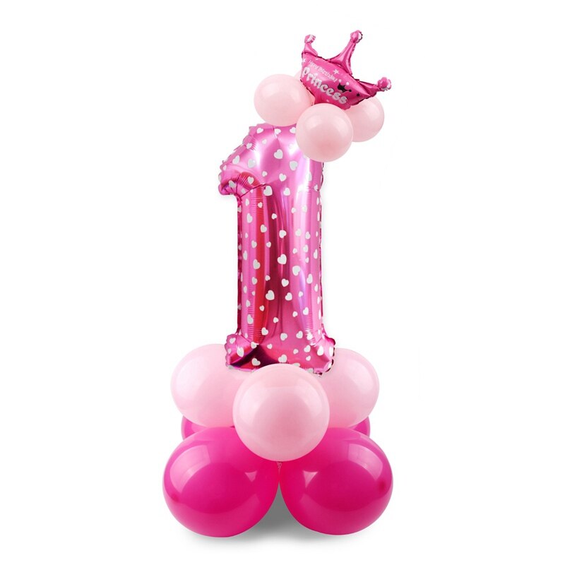 Blue Pink Number Balloon Happy Birthday Balloon 1st Birthday Party Decoration Kids Boy Girl Party Ballon Number: Pink 1