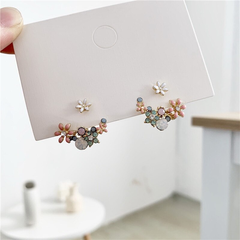 Nueva joyería de novedosa coreana, pendientes bonitos y frescos con forma de gota de aceite y flor, pendientes de cristal para mujer, de joyas de