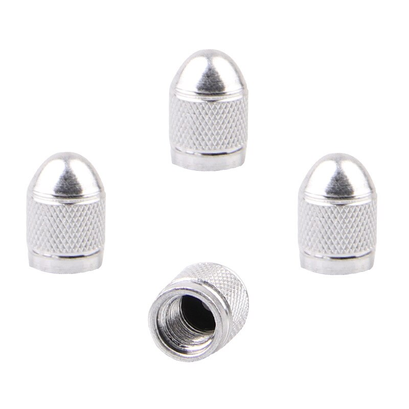 4 pçs tampas de válvula de bicicleta carros motocicletas bicicleta roda pneu válvula capa poeira schrader tampas de válvula bicicleta acessórios: 4PCS Silver