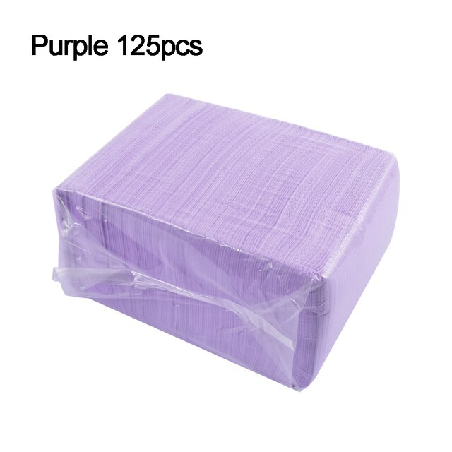 Mantel desechable para manicura, almohadilla de limpieza plegable para el cuidado de las uñas, resistente al agua, para manicura, 50 o 125 unidades: 125pcs purple