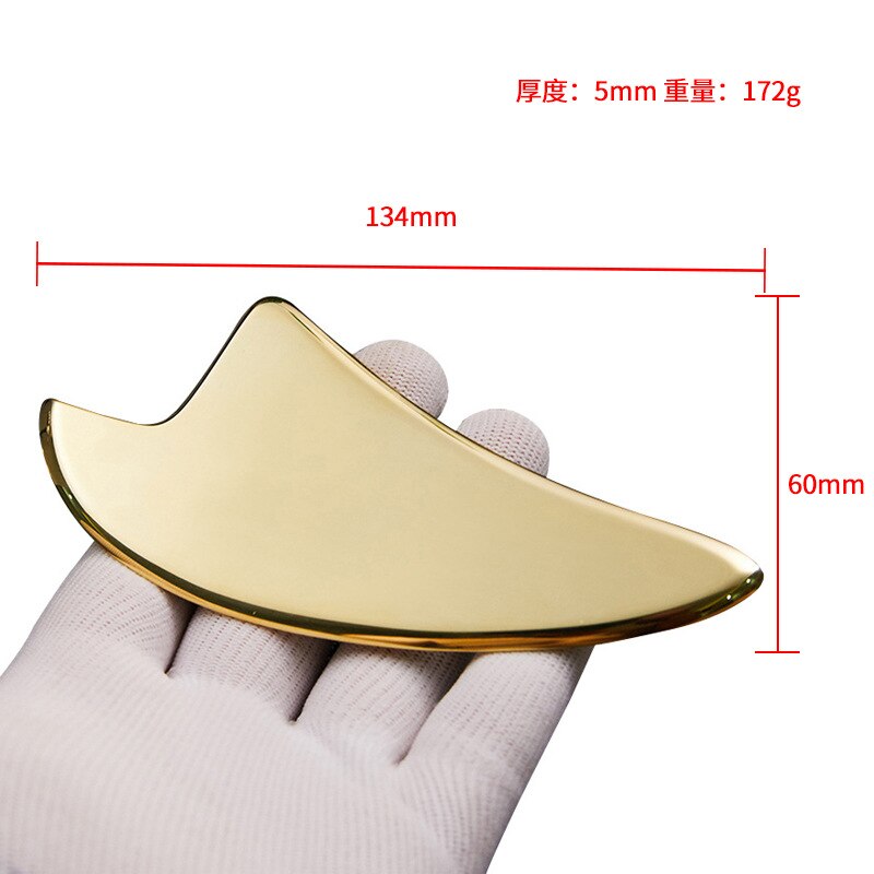 Pure Brass Copper Guasha Board Scraper Neck Body Meridian Scrapping Muscle Relaxing Acupuncture Stimulation Physical Therapy: 2