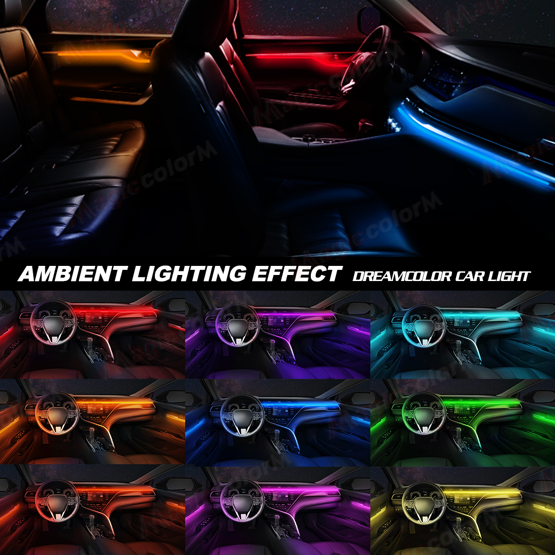 EL Wire Car LED Ambient Light Car Interior Decorative Lamp For Universal DIY Flexible Hidden Cuttable Colour Acrylic Strip 110cm