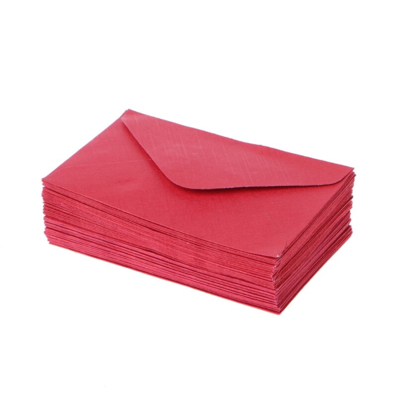 50Pcs Retro Blank Mini Paper Envelopes Wedding Party Invitation Greeting Cards: Red
