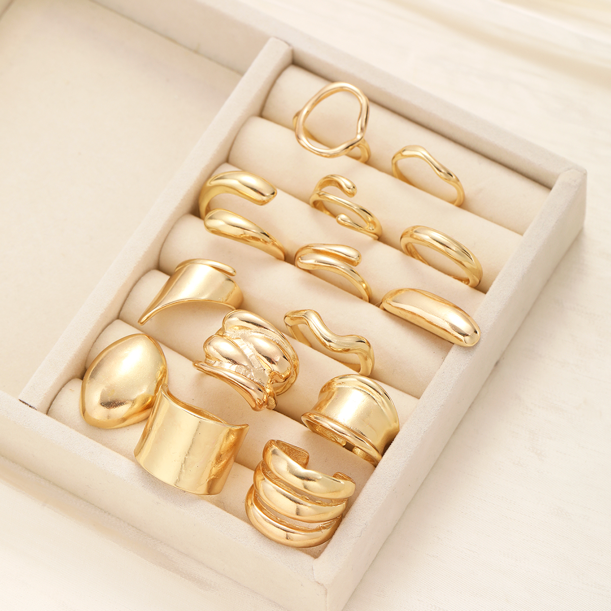Conjunto de anéis lisos exagerados, 14 peças, moda... – Grandado, image size:1200x1200