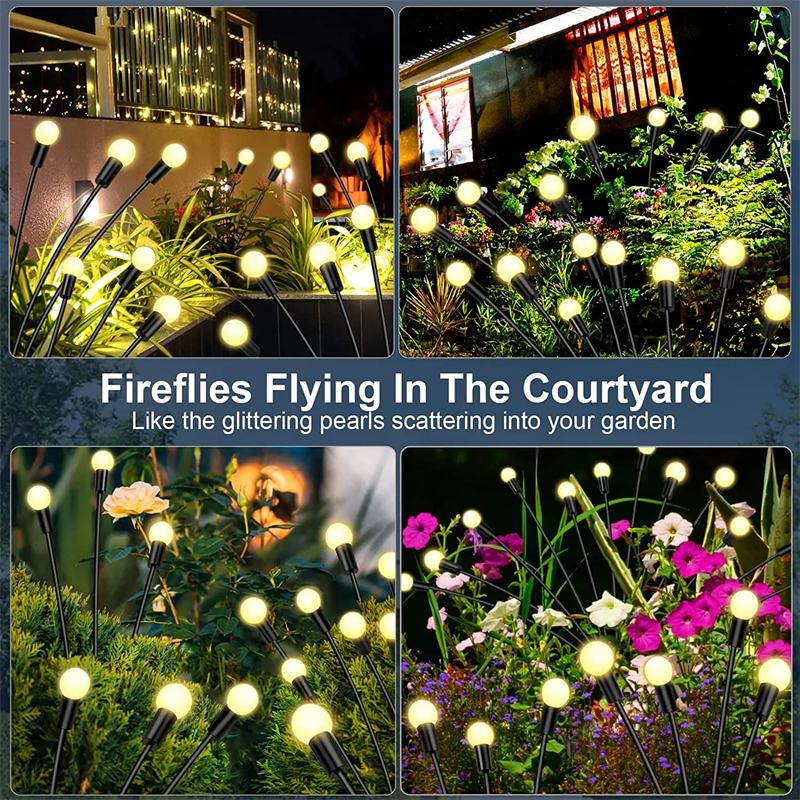 1 ~ 2 pçs luzes solares do jardim firefly luzes de assoalho ao ar livre 6/8/10led luzes jardim bola decorativa luzes para jardim decoração ao ar livre