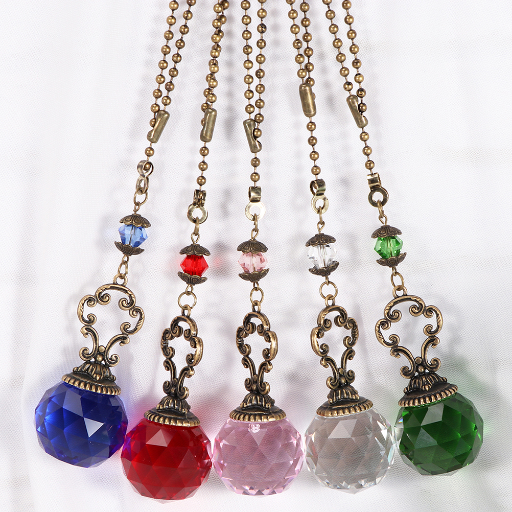 2Pcs Crystal Ceiling Fan Chain Unique Light Hanging Adorn Crystal Decor