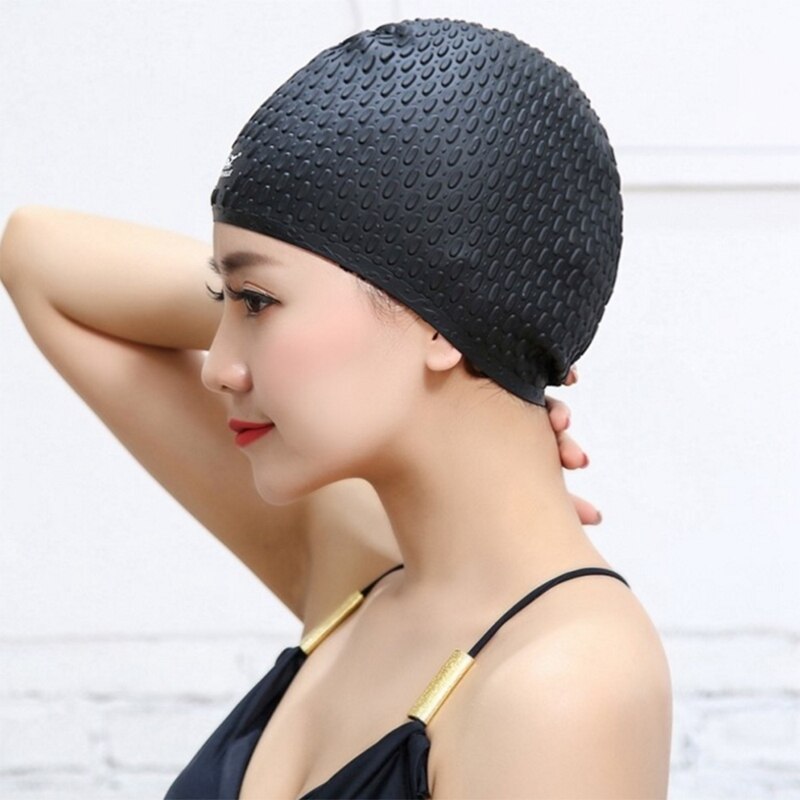 Swim Cap Strap Waterproof Silica Gel Drip Bathing Cap Unisex Flexible Waterdrop Waterproof Protect Ears Swimming Caps