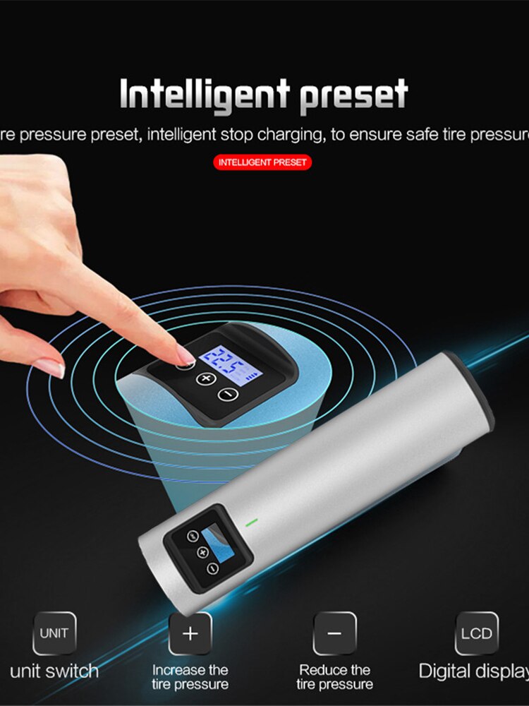 Car Air Pump 2000mA Lithium-ion Battery Rechargeable Portable Wireless Tire Inflator Digital Display Emergency Pump For Car Tire