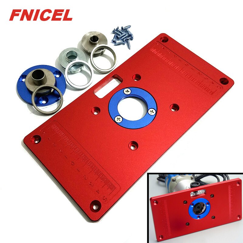 Universal Aluminum Router Table Insert Plate with 2Pcs Insert Ring for Woodworking Bench Tools Wood Router Table