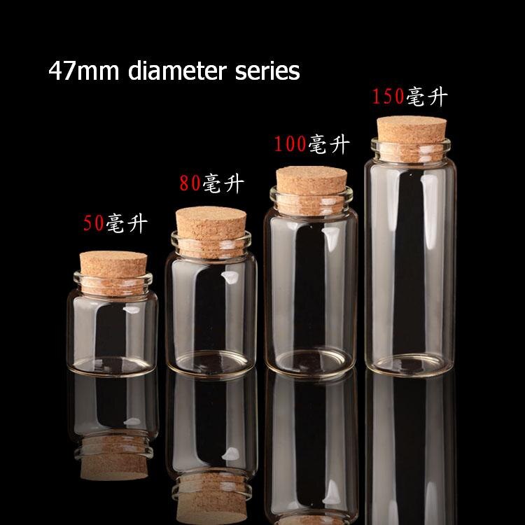 10 stuks/partij 47 x 120 x 33mm 150ml lege glazen flessen met kurk diy transparante glazen potten afsluitbare containers flesjes geurende thee flessen