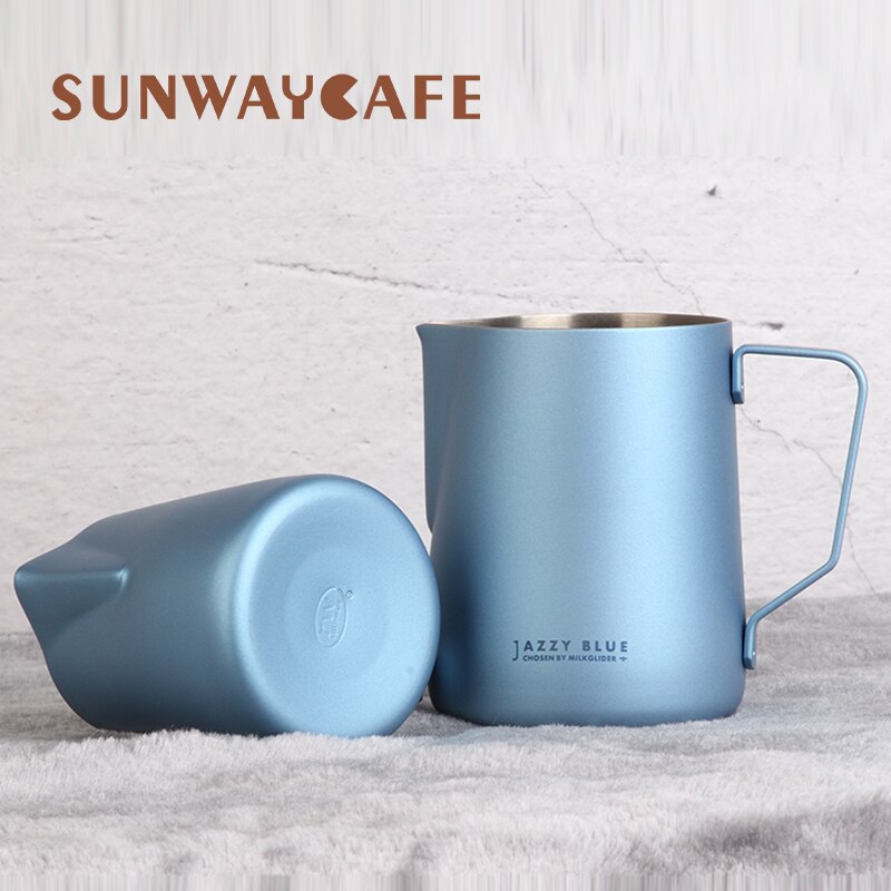 300/600ml teflon jazzblå kaffemugge melkekanne skummende mugge trekk blomsterkopp espressoverktøy kafétilbehør til barista