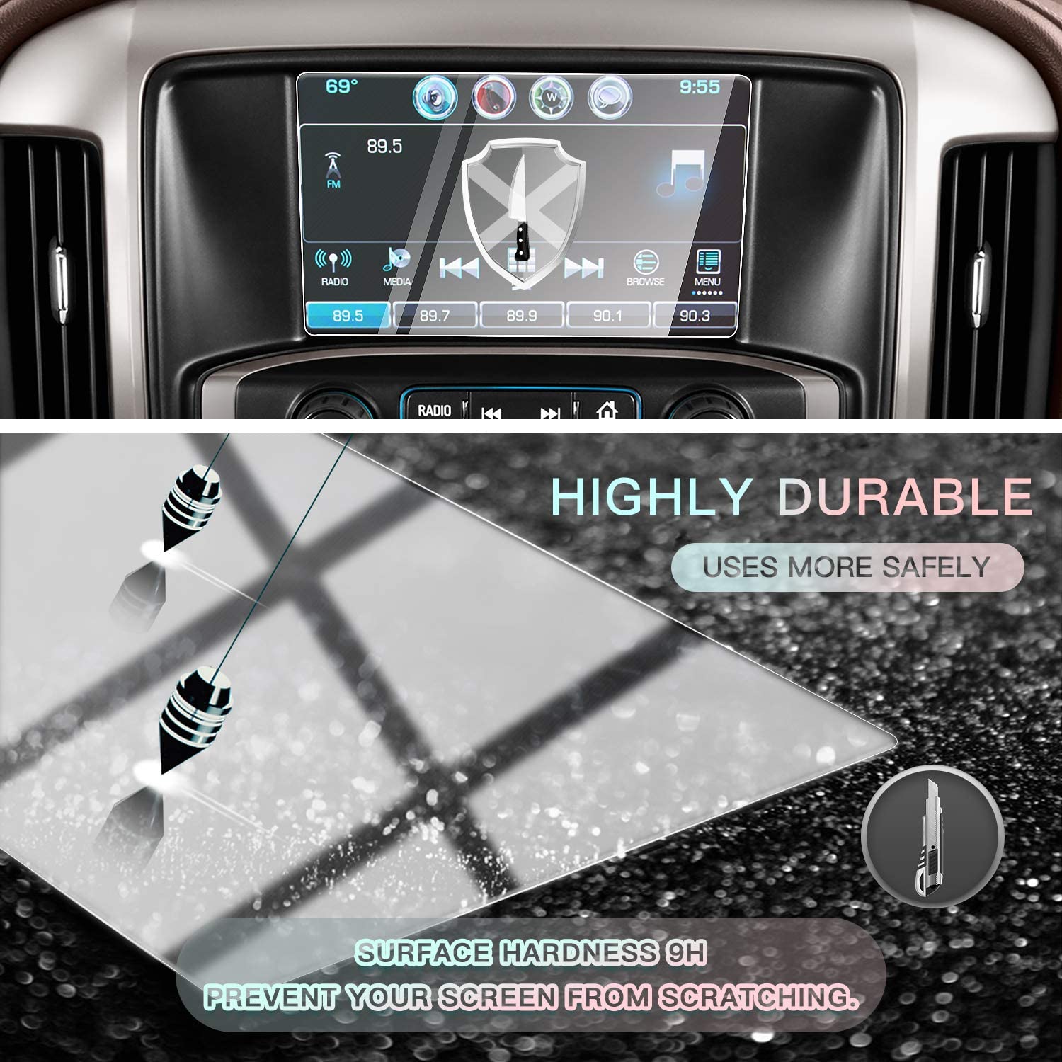 Voor Chevrolet Silverado 1500HD 2500HD 3500HD Mylink Auto Navigatie Touch Screen Protector, helder Gehard Glas (8 Inch)