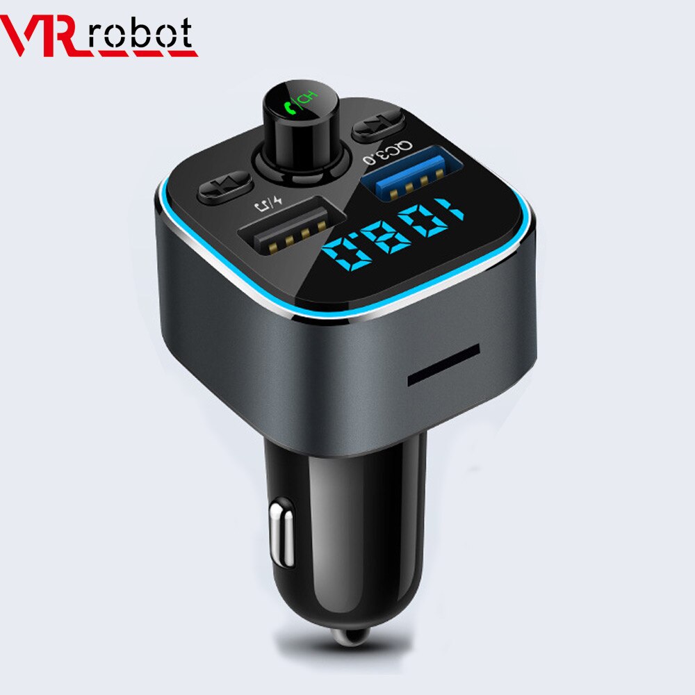 VR Robot 7 Colors Blacklit Bluetooth FM Transmitter Car MP3 Audio Player Handsfree Car Kit With Dual USB QC3. Quick Charger