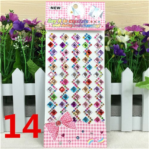 Many Styles Mixed Color Acrylic Rhinestone Crystal Decoration Stickers 3D Baby Kids boys girls DIY Cute Children toys Stickers: 14