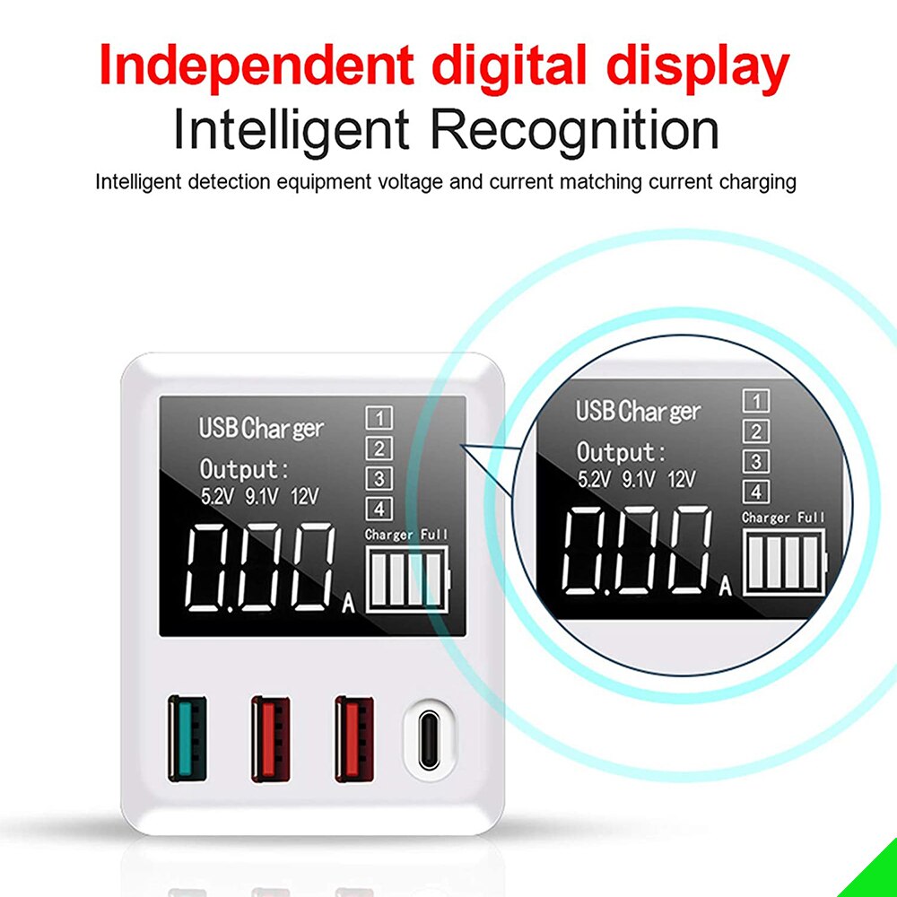 Qc3.0 usb-laders, 30/40w snellaadbare reisadapters voor mobiele telefoons met led-display voor iphone, xiaomi, huawei en samsung