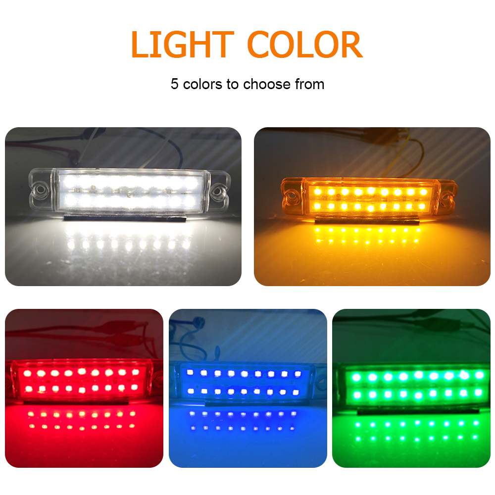 18 LED-Leuchten für LKWs, 12 V, 24 V, seitliches Signallicht, LKW-Anhänger, Warnung, Notfalllampe, Autozubehör, verrotten, Weiß, Gelb, Blau