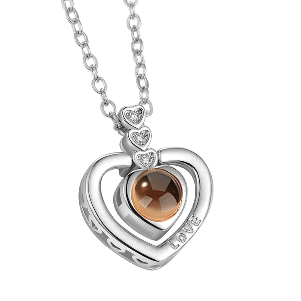 Sieraden 100 Talen I Love U Projectie Charm Kettingen Hanger Ketting voor Vrouwen Kolye Sieraden FD