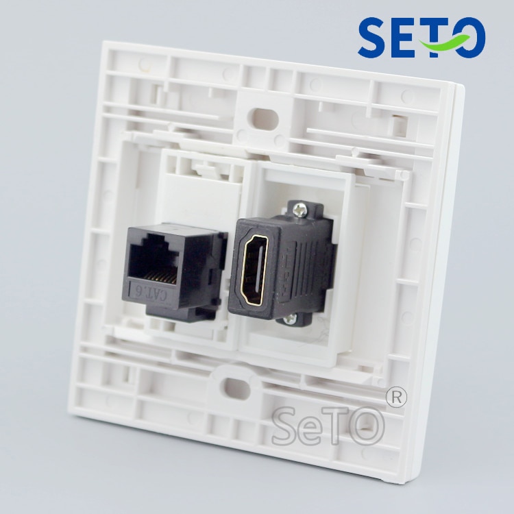 SeTo 86 Type RJ45 Cat6 Netwerk + HDMI Diverse Panel Wandplaat Socket Keystone Faceplate