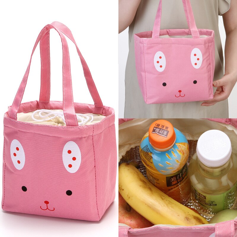 Portable Canvas Cold Proof Lunch Bag Student Cartoon Cute Aluminum Film Lunch Box