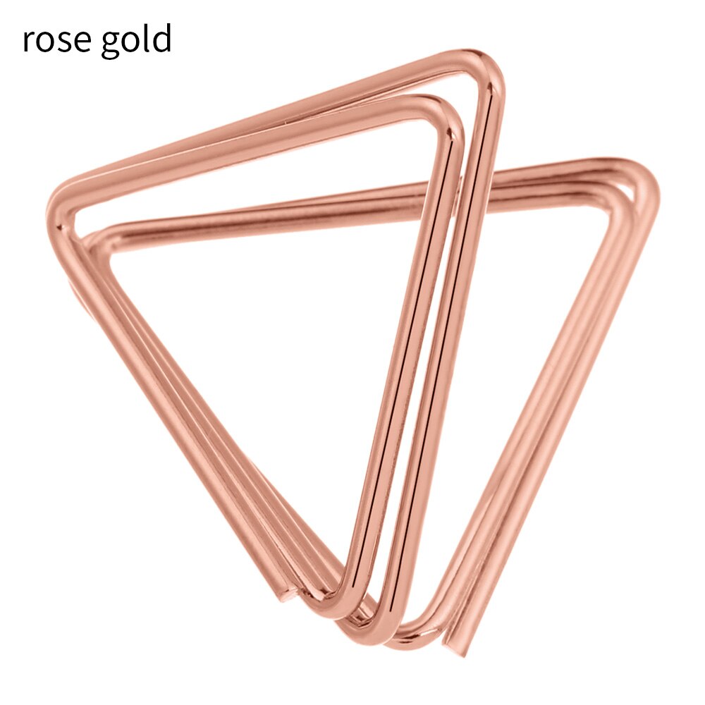 1Pcs Gouden Driehoek Vorm Foto Houder Stands Tafel Nummer Houders Plaats Kaart Papier Menu Clips Voor Wedding Party Decor: rose gold