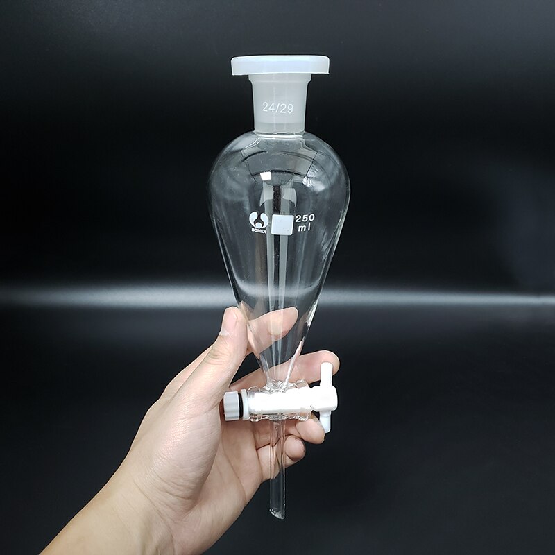 Embudo separador en forma de pera, con tope de vidrio molido y llave de paso, 125ml/250ml/500ml, sin de garrapatas, válvula de conmutación de vidrio