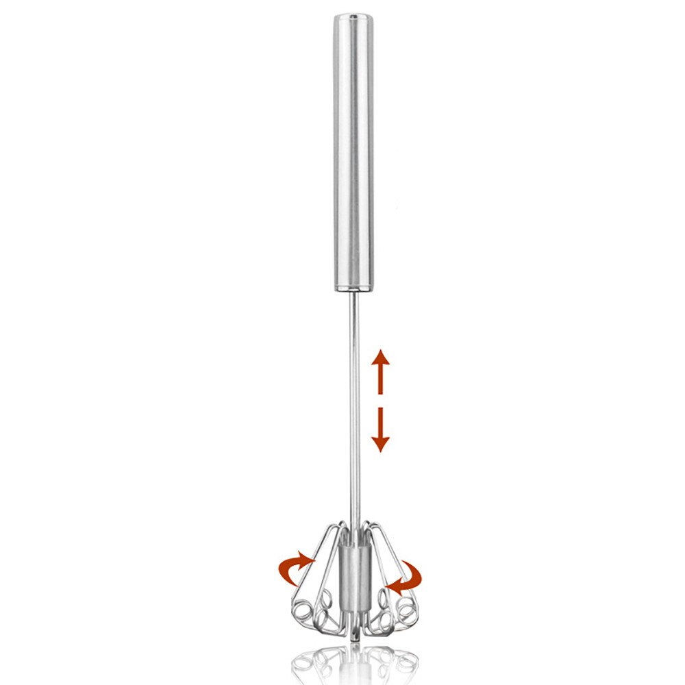 Semi-Automatische Keuken Tool Rvs Garde Stirrer Mengen Mixer Eiklopper Foamer Draaien Hand Push Garde Stiring Tool