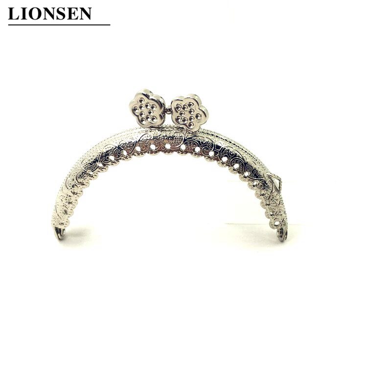 LIONSEN 8.5cm semi cirkel Pruim zilver brons Metal Purse Frame Handvat voor Clutch Bag Handtas Accessoires Maken Kus Sluiting lock