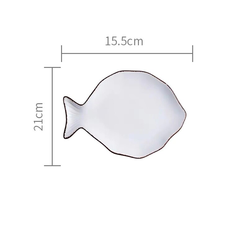Japanse Oceaan Keramische Ontbijt Plat Servies Walvis Vis Schotel Shell Zeester Vorm Rijstkom Blauw Wit Porselein Servies: white fish plate