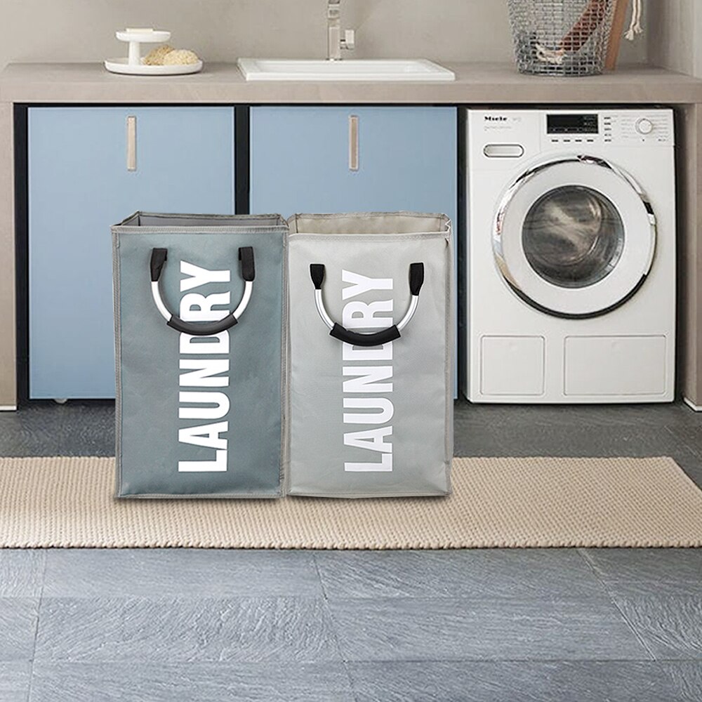 Tote bag Foldable Laundry Bag Large Dirty Laundry Basket Hamper Sorter Oxford Cloth Dirty Clothes Bag with Aluminum Handle