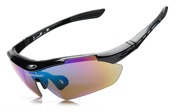 SPORTSHUB 5-Lenzen Fietsen Eyewear Sunglass Outdoor Fietsen Bril Fiets UV400 Sport Zonnebril Sport Bril C0001: Zwart