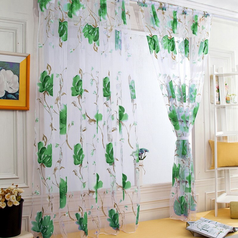Urijk-rideaux transparents en tulle, rideaux transparents avec motifs floraux, pour fenêtre de chambre à coucher et salon