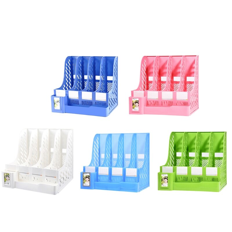 Multi-purpose 4-layer Document Holder Lable Window Pen Holder File Storage Case Vertical Placement for Desk