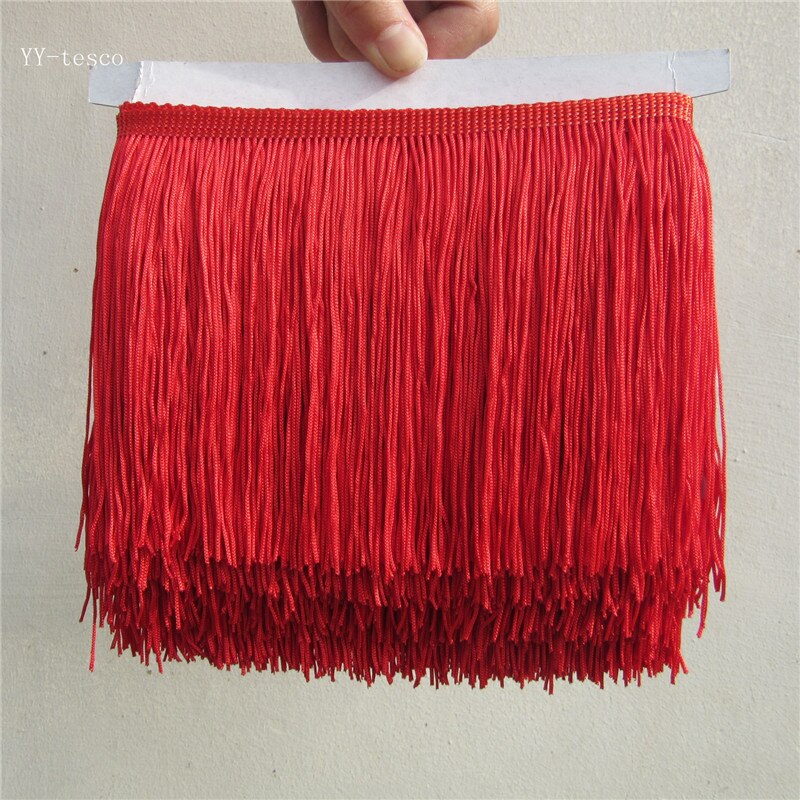 1Yard 15cm Wide Pink Lace Fringe Trim Tassel Fringe Trimming For Latin Dress Stage Clothes Accessories Lace Ribbon Tassel: red