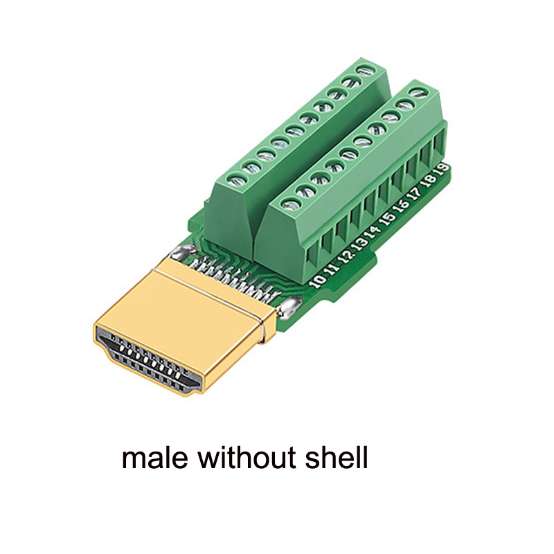 Conector HDMI sin soldadura 2,0, enchufe de cable de alta definición, placa de circuito de soldadura HDMI, Terminal macho DIY, adaptador de reparación de línea HD 4K: Oro