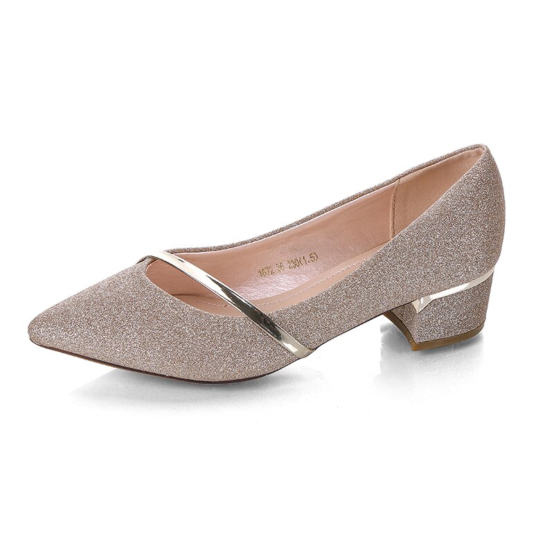 Lente damesschoenen met hoge hak, kantoorschoenen, gouden bruidsschoenen, pumps met pailletten en puntige neus, damesschoenen 6667c: Goud / 3.5