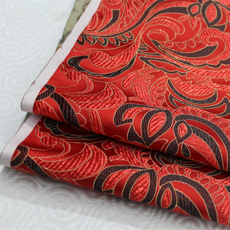 CF396 1Yard Red Brocade Jacquard Fabric Chinese Silk Brocade Fabric For Women Cheongsam Wedding Fabrics DIY Fabric For Sewing