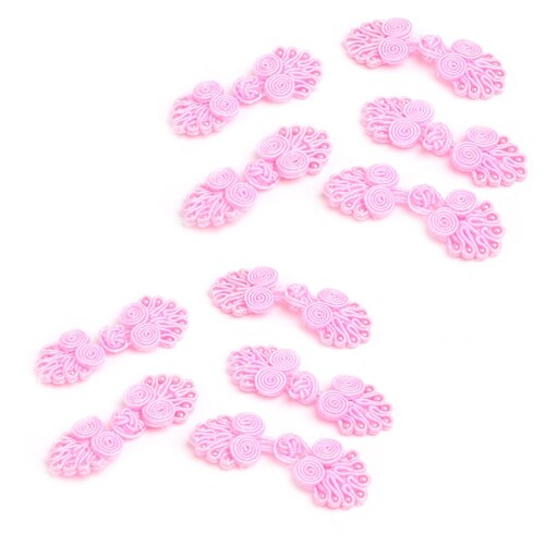 2022 10 Pairs Beaded Chinese Frog Closure Buttons Knot Fastener Sewing Handmade Craft: Pink