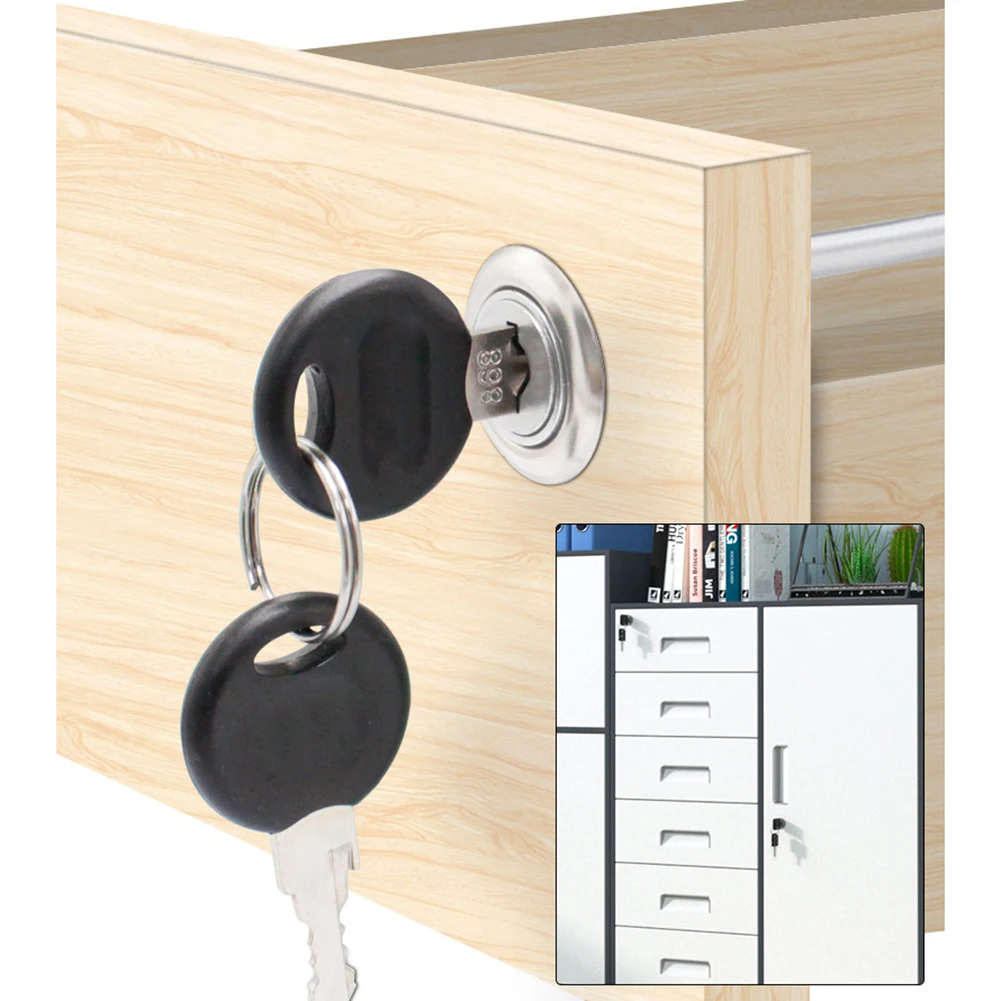 1PCS Drawer Lock Cylinder Triple Lock Desk Cabinet Drawer Front Lock With Keys Office Desk Furniture File Cabinet Lock Head