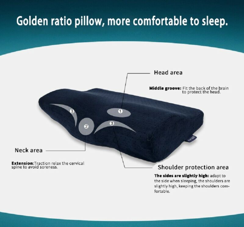 Contour Memory Foam Cervical Pillow Orthopedic Neck Pain Pillow for Side Back Stomach Sleeper Pillows Neck Head Back Support