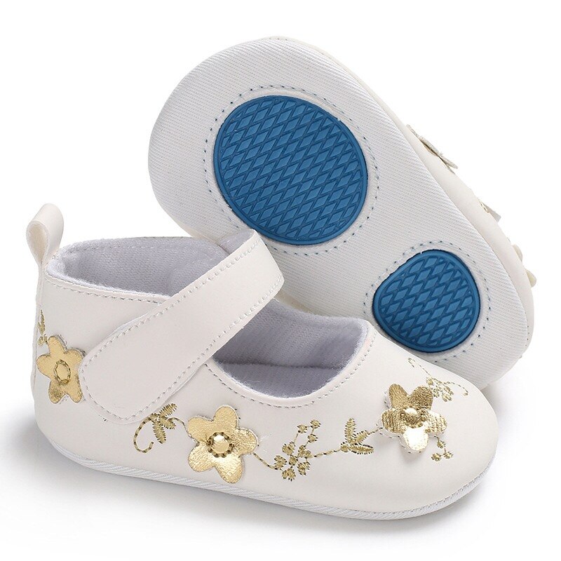 Baby Meisje Schoenen Gouden Bloem Geborduurd Zachte Zool Schoenen Prewalker Wandelschoenen Peuter Kinderen Schoenen Eerste Wandelaar