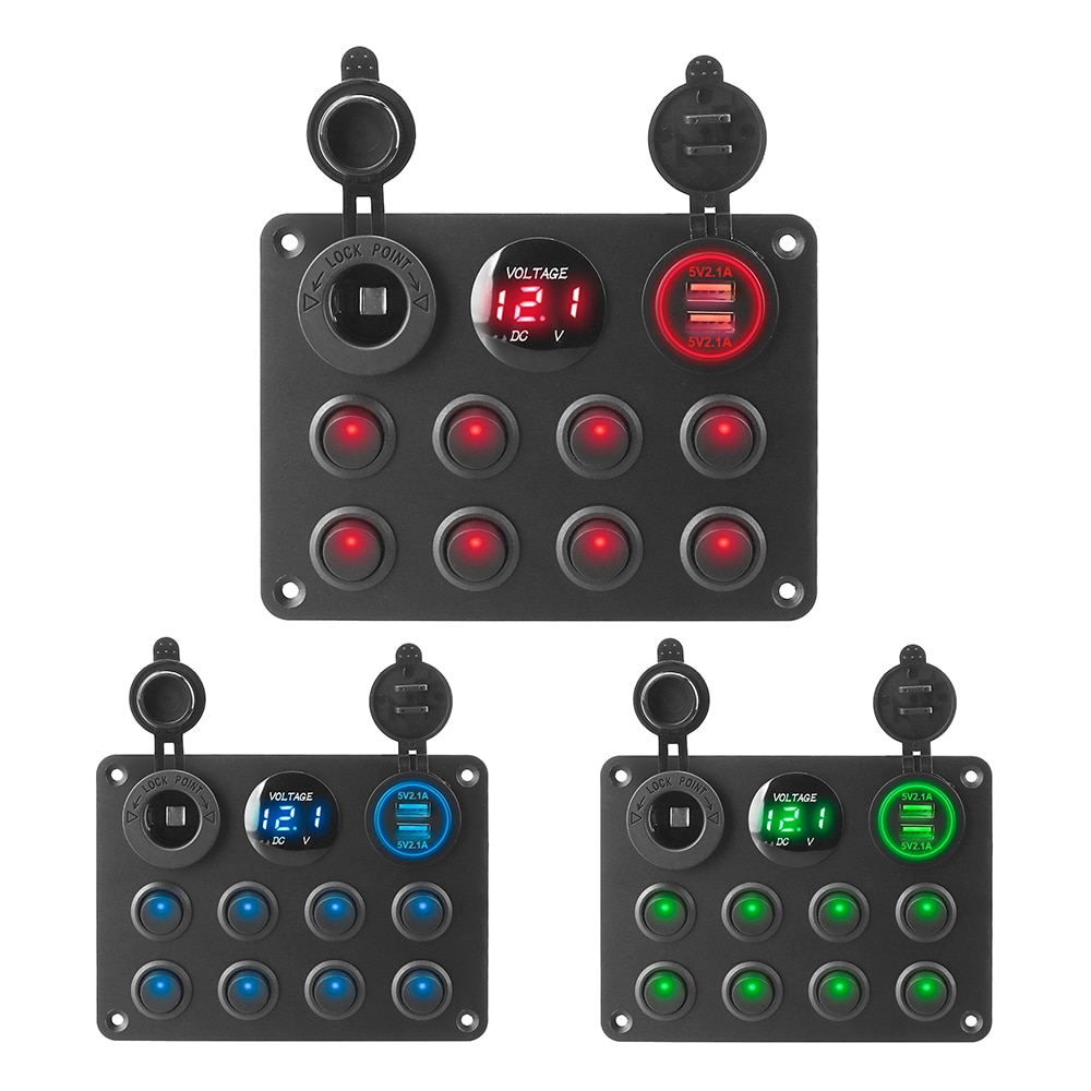 12-24V 8 Gang Sigarettenaansteker Dual Usb Voor Auto Boot Rv Vrachtwagen Atv Utv Camper Caravan schakelaar Aardlekschakelaar