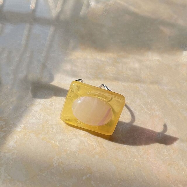Huanzhi retro firkantet maling ring slik farve zirkon rhinestone uregelmæssig emalje glasur ring til kvinder piger smykker: N