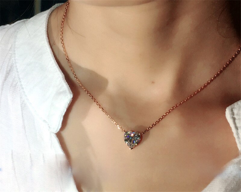 Hartvorm Hanger Echte Zilveren Kleur Bijou Aaaaa Cz Liefde Bruiloft Hangers Met Ketting Voor Vrouwen Bruids Sieraden