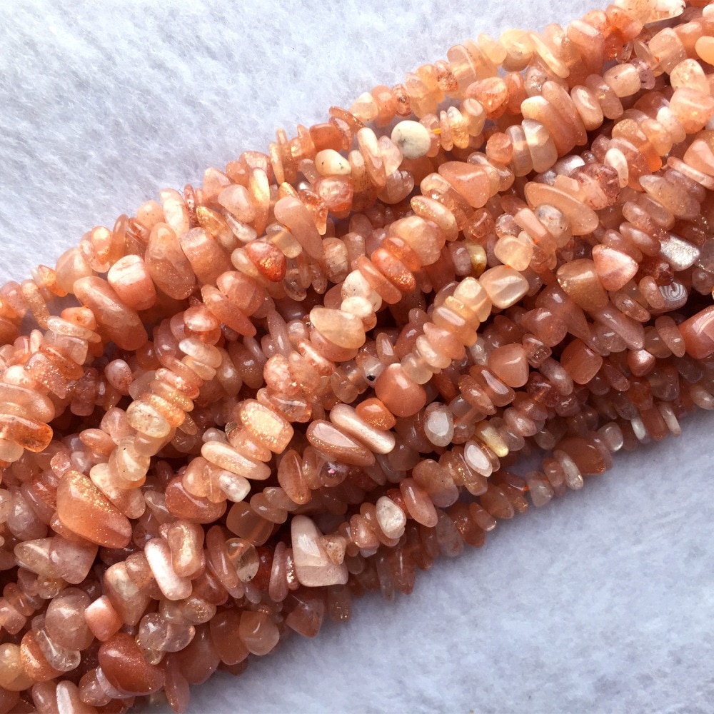 Natural Genuine Orange Gold Sanidine Sunstone Nugget Chip Loose Beads Fit Jewelry 3x8mm 15"