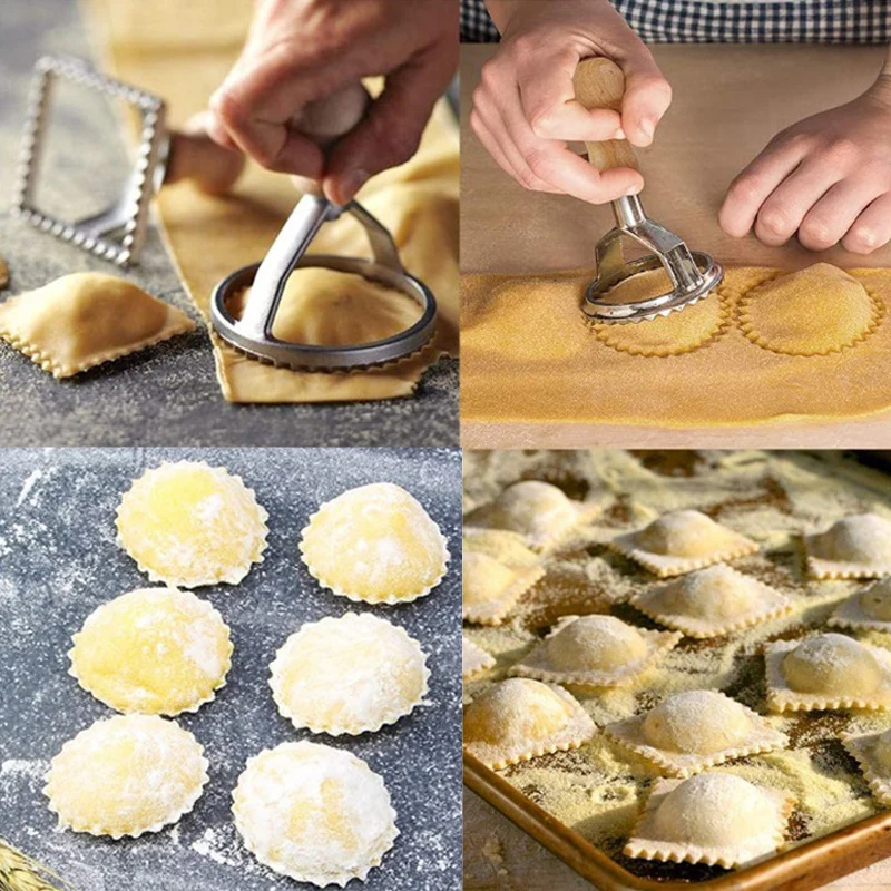 Mattarello per ravioli in legno Stendino per pasta pieghevole Stampo per ravioli Timbri per pasta Ruota a rulli Affettatrice per Pizza per strumenti per la produzione di pasta
