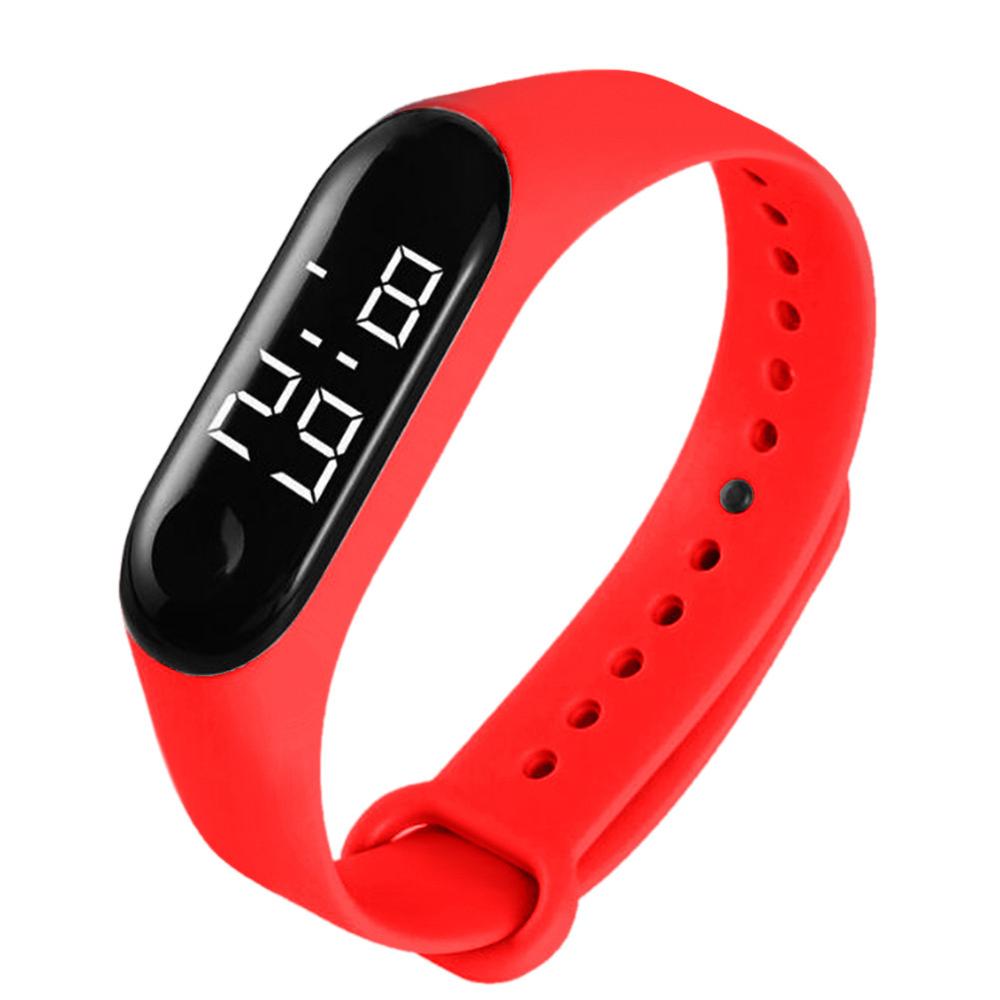 Relojes con Sensor táctil electrónico para hombre y mujer, pulsera con LED, resistente al agua, para deportes electrónicos, de natación para amantes de los estudiantes, con caja de PP: Rojo