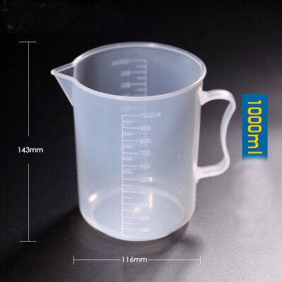 1set (250ml,500ml,1000ml,2000ml) Plastic beaker with handle Measuring Cup Food Grade PP School laboratory Kitchen Supplies