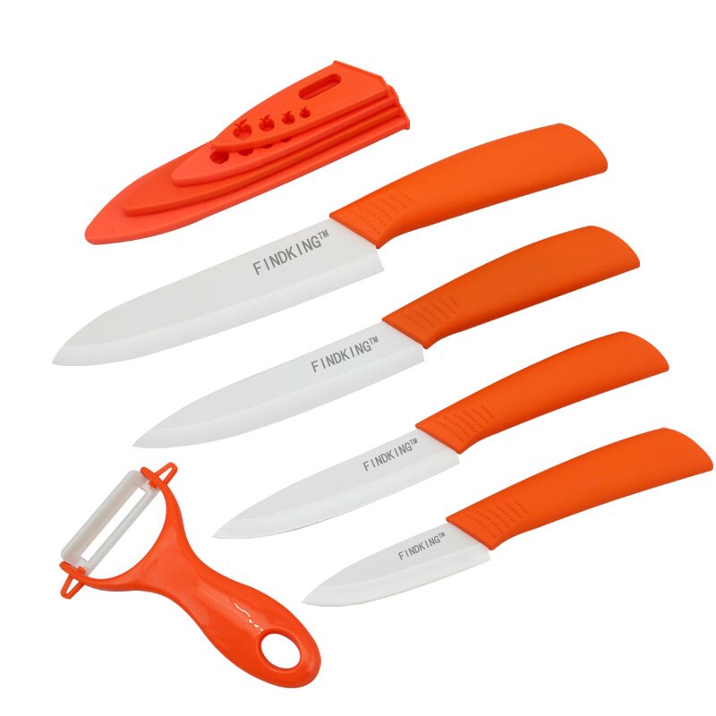 Køkken keramiske knive til frugter zirconia 6 farver kniv sæt keramisk kniv sæt 3 4 5 6 tommer med skræller dæksler: Orange