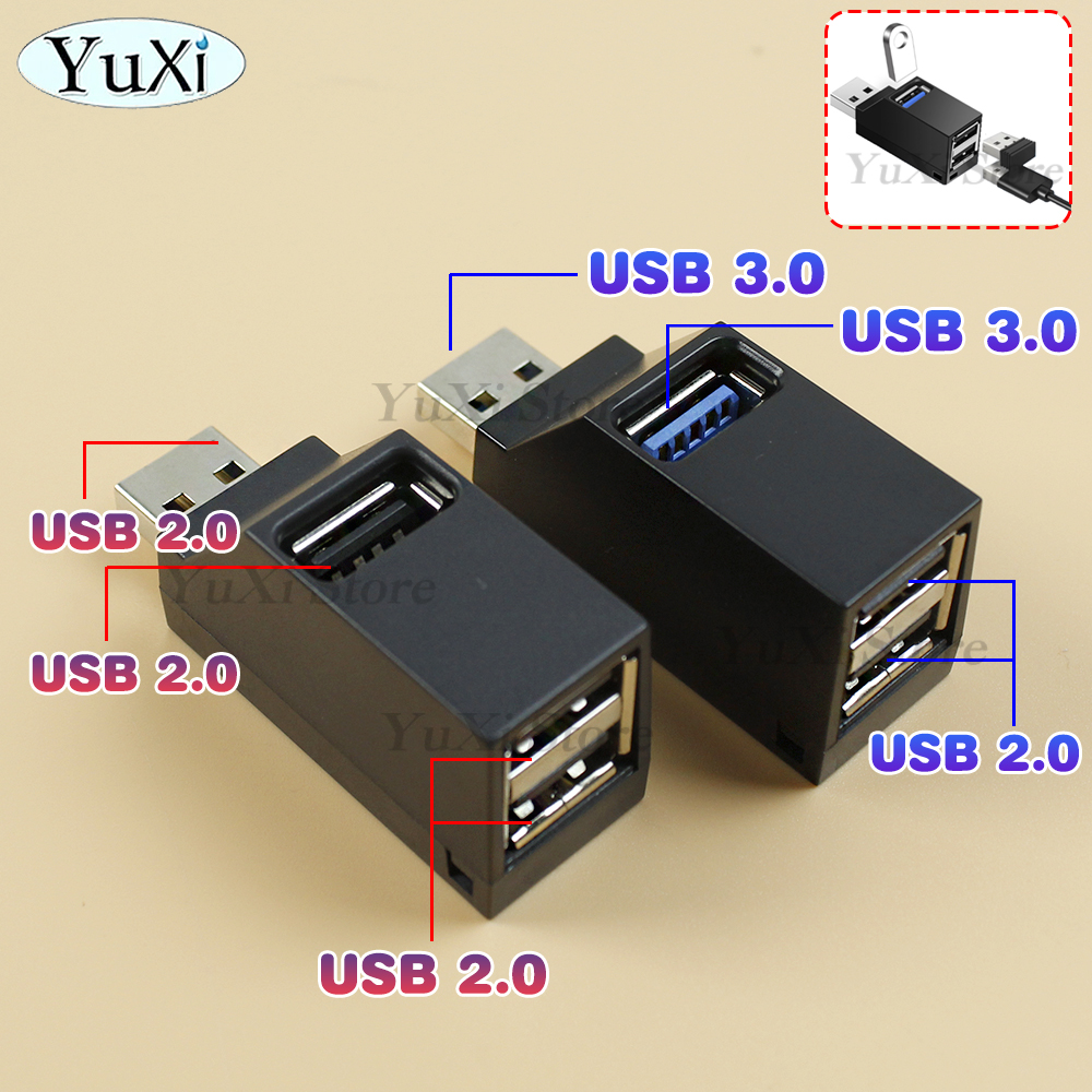 USB HUB-poort USB 3.0 Adapter Extender Mini Splitter Box 1 tot 3 poorten Hoge snelheid USB 2.0 voor laptop PC Schijfkaartconnector